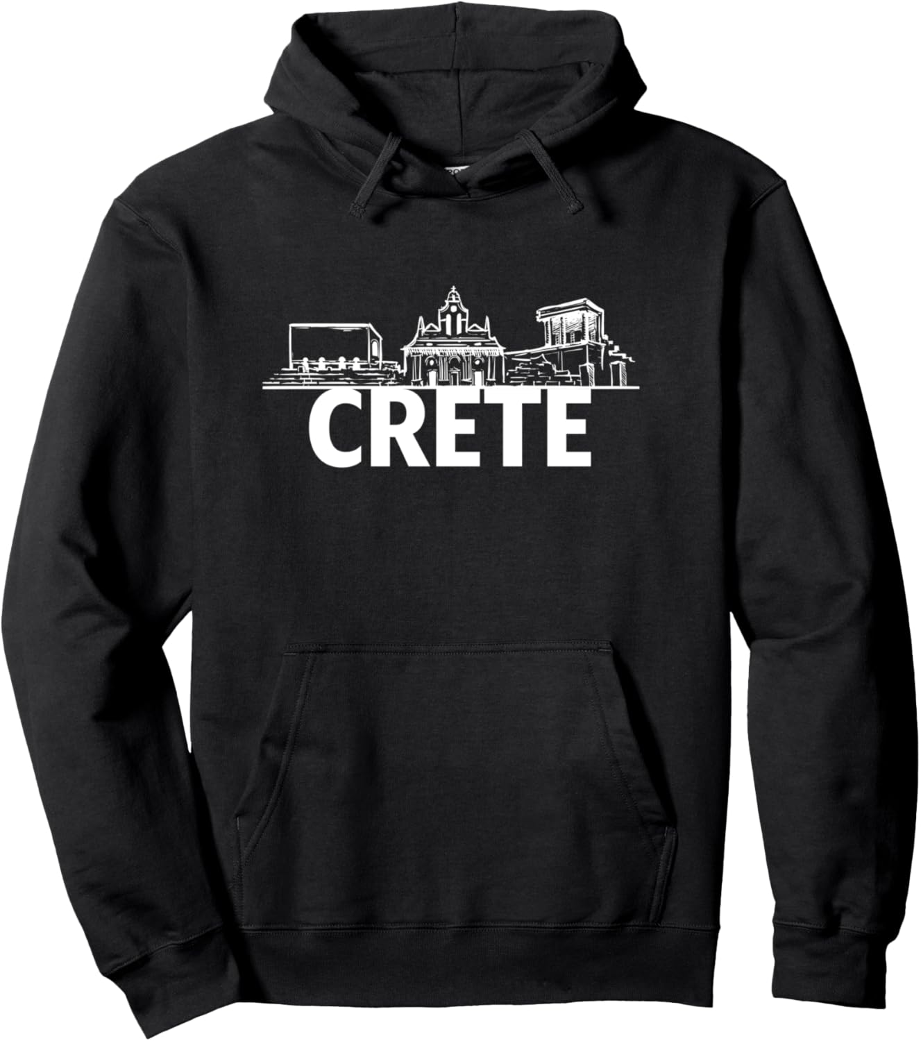

Крит, Греция, силуэт городского пейзажа, контурный эскиз, худи Greece City Skylines Silhouette Outline, черный