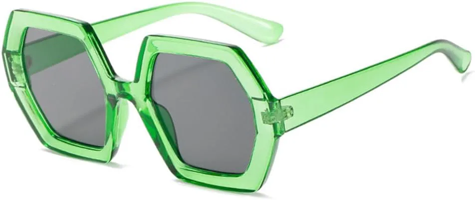 

Квадратные солнцезащитные очки для женщин, большие солнцезащитные очки для женщин, элегантные многоугольные очки, защита от ультрафиолета UV400 generic, C3green-black