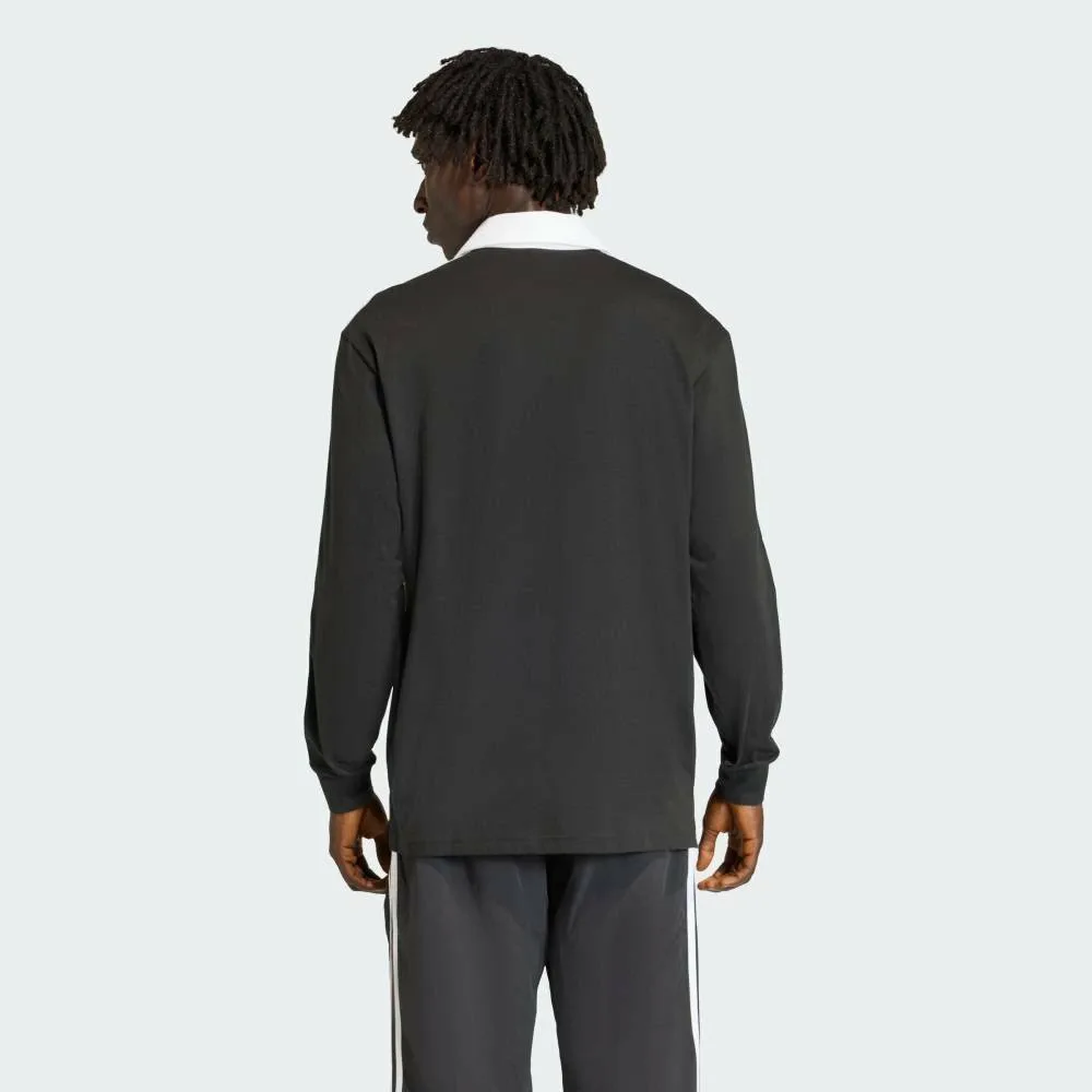 Футболка-поло с длинными рукавами и тремя полосками для регби Adidas, black — фото 2
