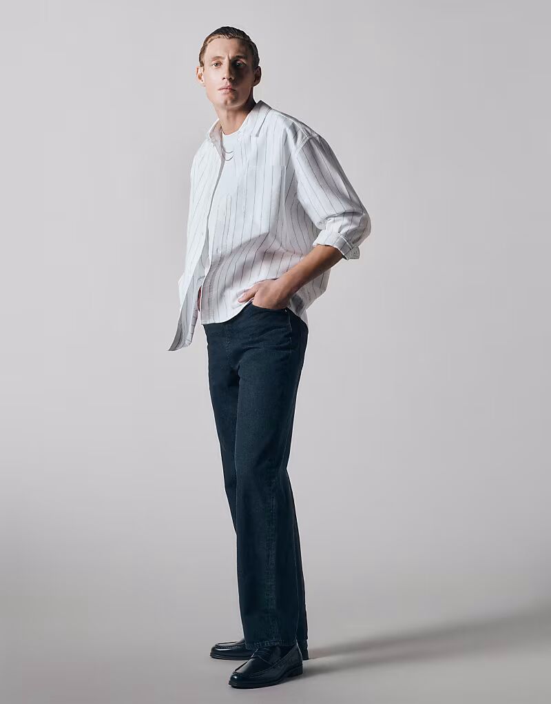 

Рубашка оксфорд свободного кроя в белую полоску Asos Collective