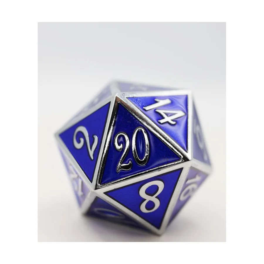 

35мм d20 - Сапфир с серебром, Dice - 35mm, 45mm, & 55mm (Foam Brain Games)