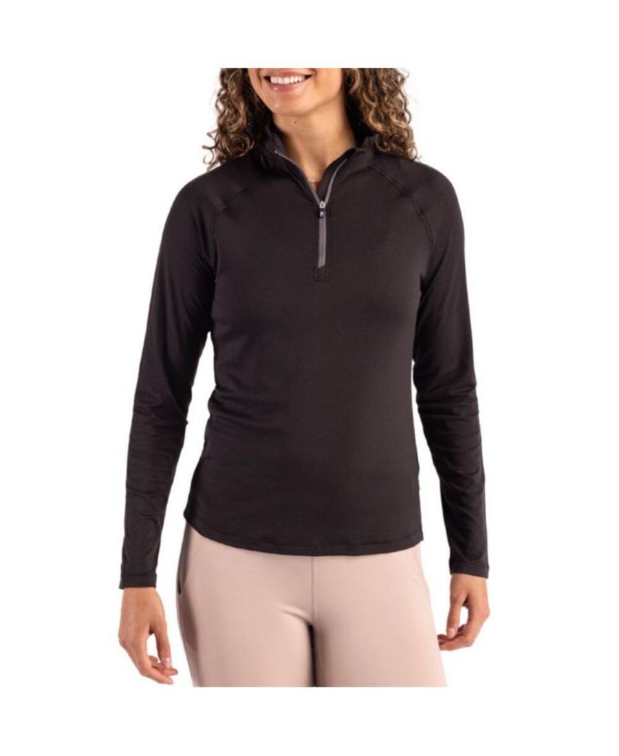 

Женская футболка Coastline Epic Comfort с застежкой-молнией на четверть длины из переработанных материалов Cutter & Buck, Black, Черный, Женская футболка Coastline Epic Comfort с застежкой-молнией на четверть длины из переработанных материалов Cutter & Bu