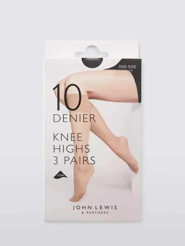 

Тайтсы John Lewis 10 Denier Knee-High 3 шт, темно-синий