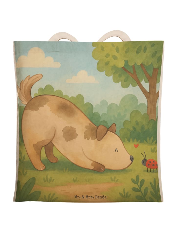 

Сумка через плечо с рисунком собаки и божьей коровки, без слогана, белого цвета Mr. & Mrs. Panda