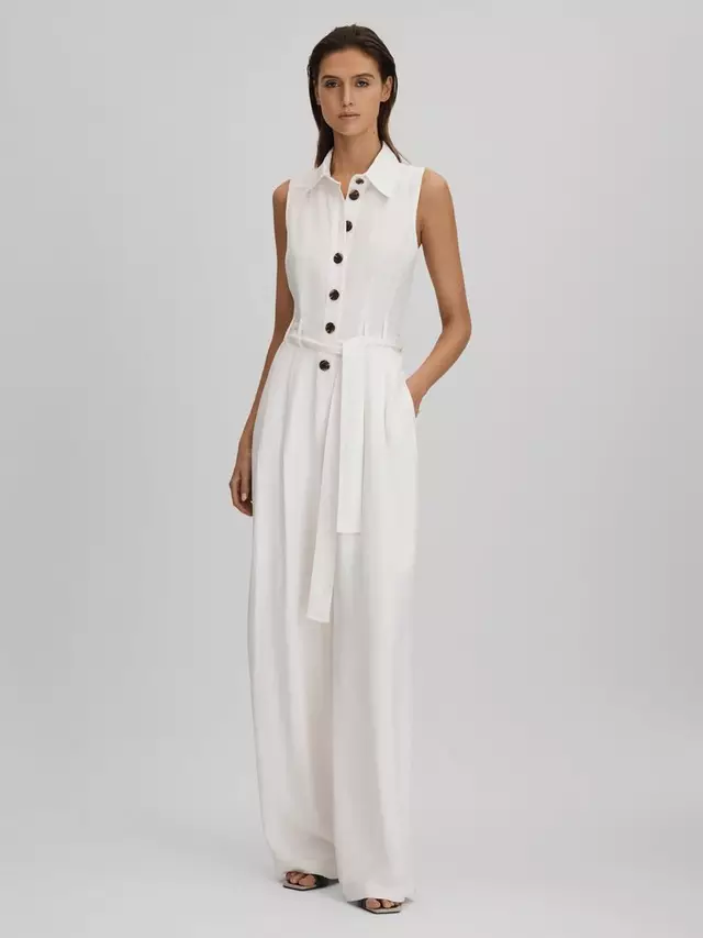 

Комбинезон Reiss Perla Linen Blend, белый