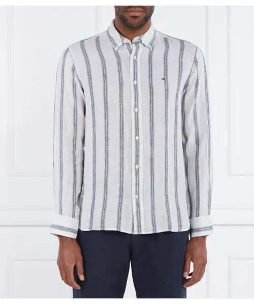 

Льняная рубашка с тремя полосками Regular fit Tommy Hilfiger, серый