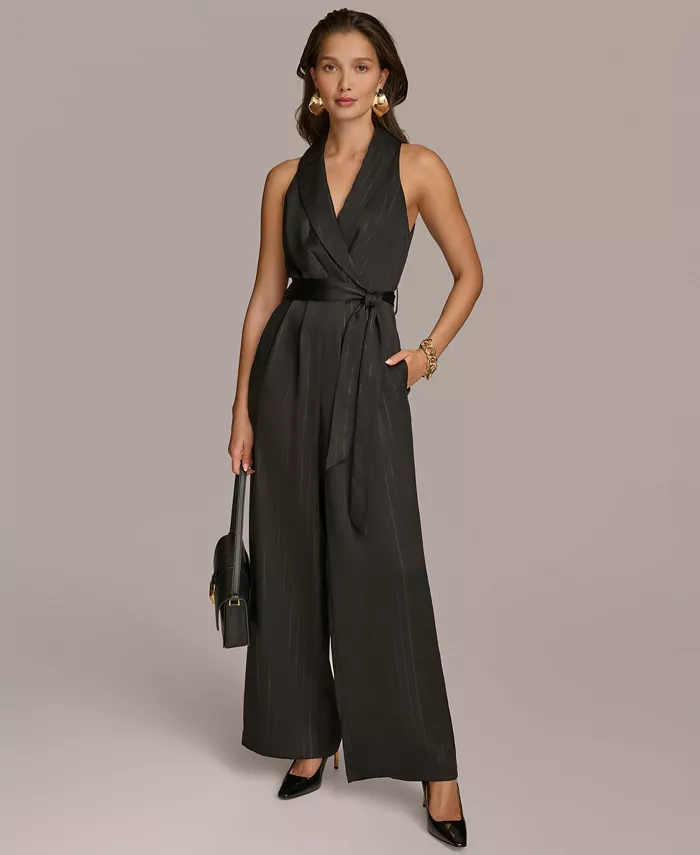 

Женский комбинезон с шалью и завязкой на талии Donna Karan New York, черный