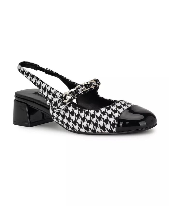 Женские туфли-лодочки с открытой пяткой на блочном каблуке Geko Nine West, черный — фото 3