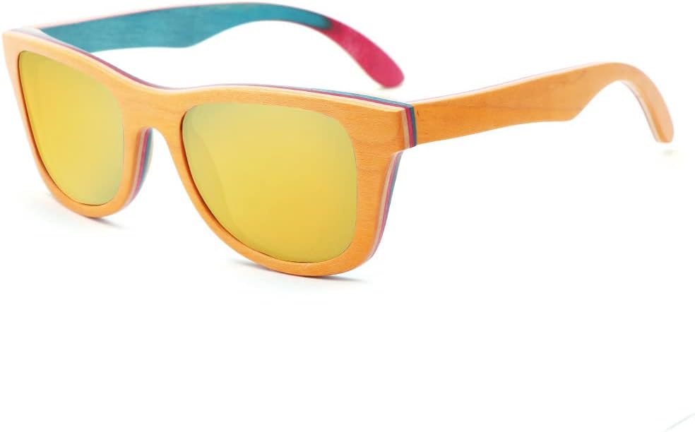 

Поляризованные солнцезащитные очки для мужчин, деревянная оправа, ручная работа, 100% защита от УФ-излучения, поляризованные линзы, очки для активного отдыха K5641 KSVEREN, Yellow