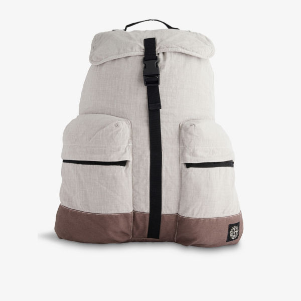 

Рюкзак из смесового льна с молнией и карманами Brand-Patch Stone Island, мультиколор
