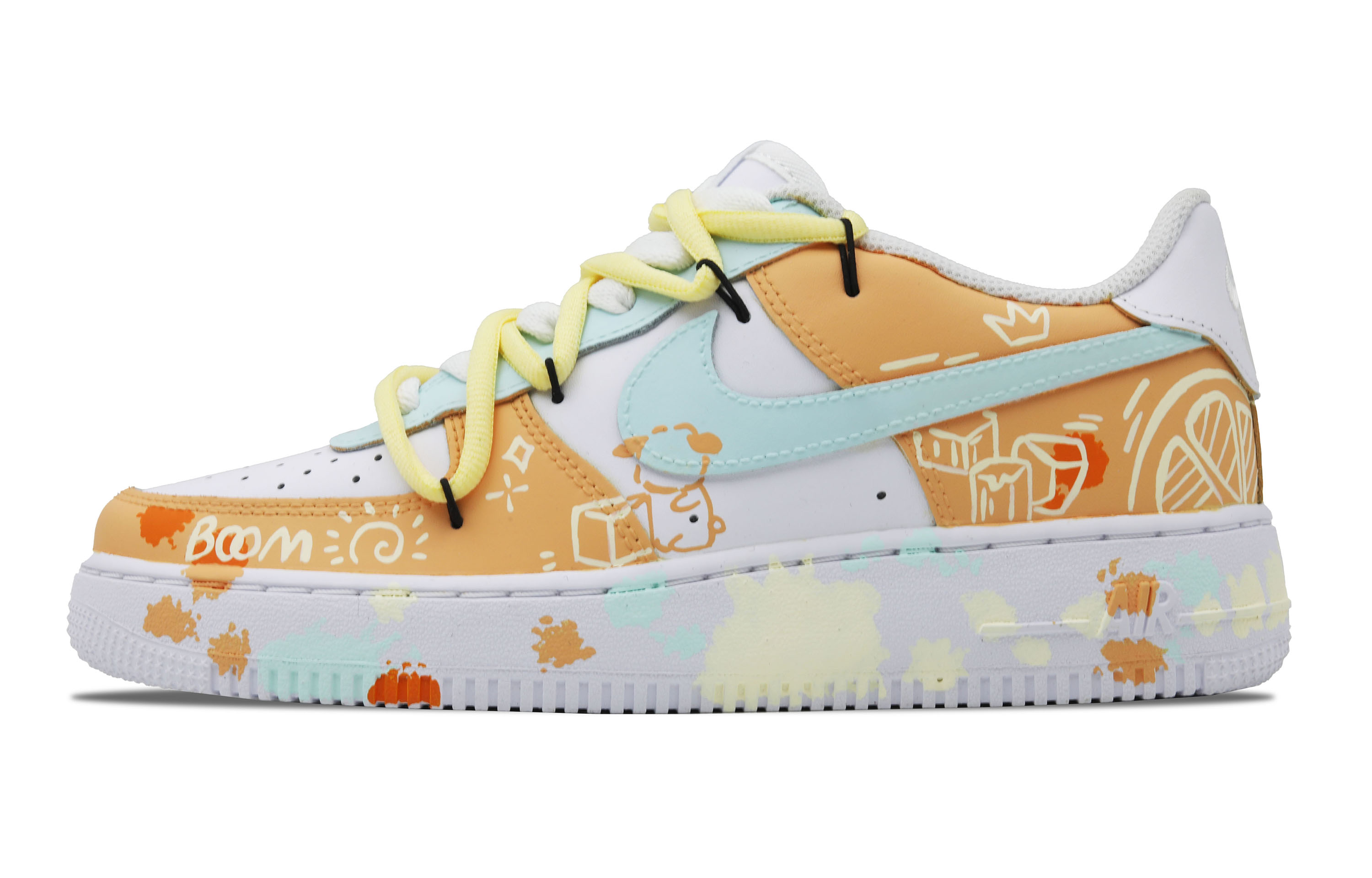 

Кроссовки Nike Air Force 1 Skateboarding Shoes Women's Low-top White/Orange/Green, цвет Orange