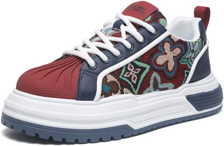 

Кроссовки на платформе с цветочной вышивкой, повседневные шнурованные туфли, дизайн с носком-шеллом и массивной подошвой Generic, синий