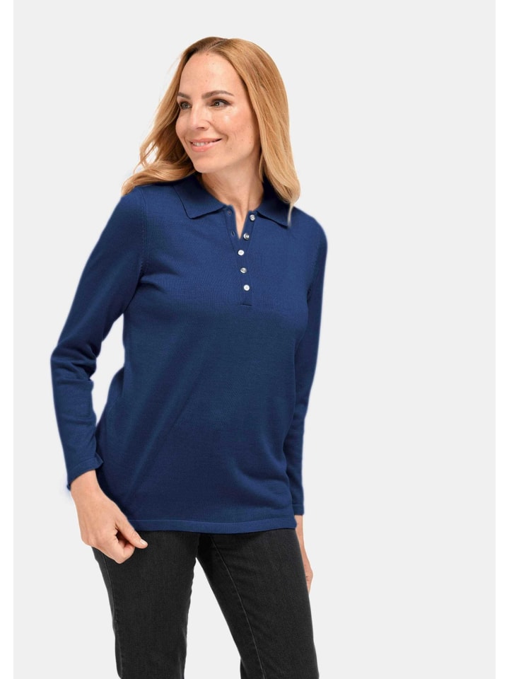 

GOLDNER Простой пуловер с воротником-поло темно-синего цвета