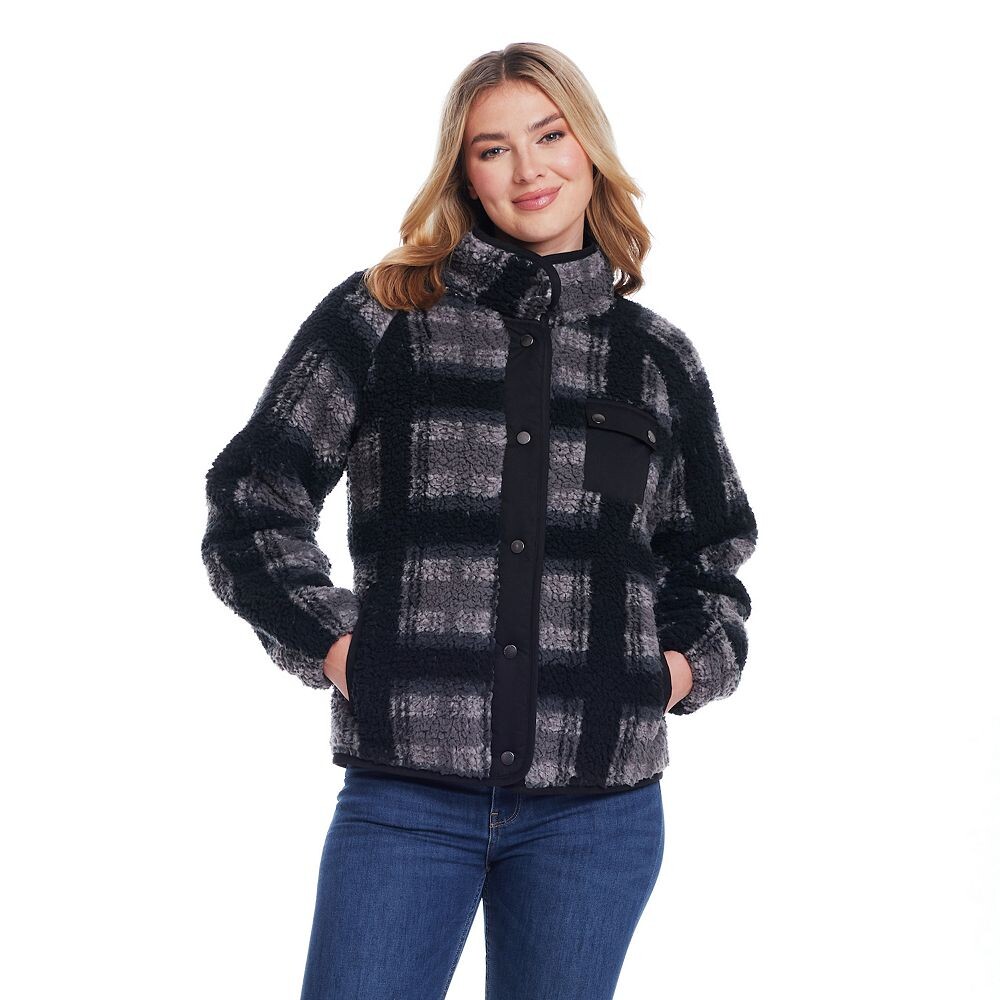 

Женская флисовая куртка из шерпа с застежкой спереди Weathercast, цвет Charcoal Plaid
