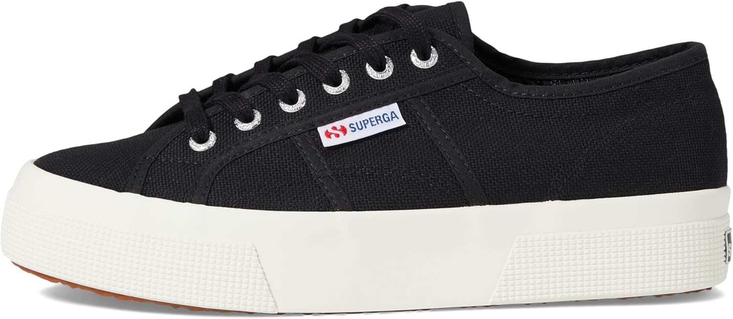 Кроссовки Superga 2740 Platform для мужчин и женщин - иконические итальянские теннисные кроссовки с дышащим верхом из ткани и нескользящей резиновой подошвой, черный — фото 4