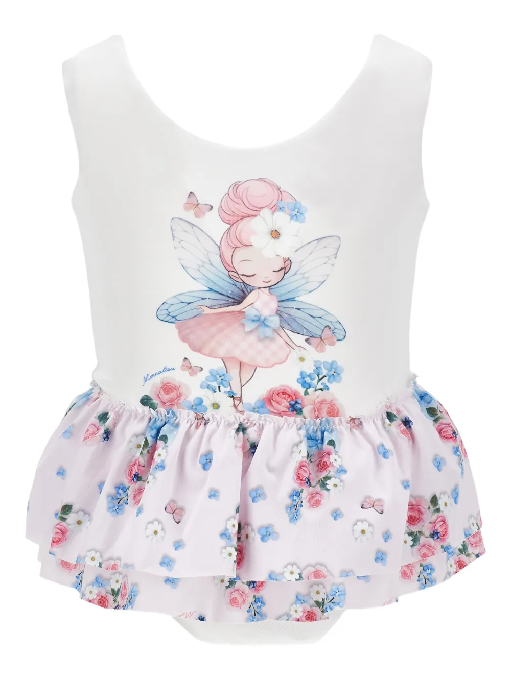 

Купальник с цветочным узором Monnalisa, белый