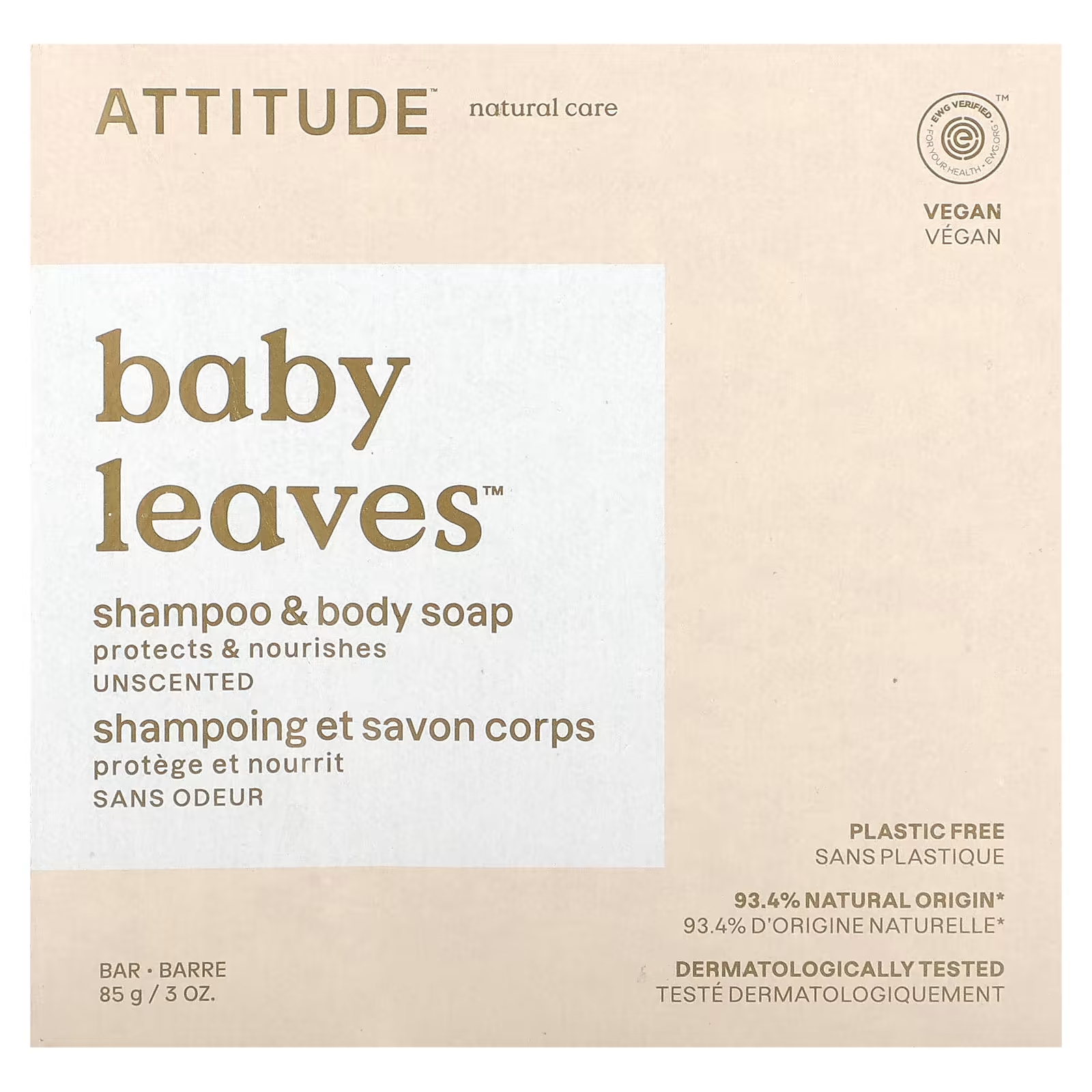 

Шампунь и мыло для тела Attitude Baby Leaves без запаха, 85 г