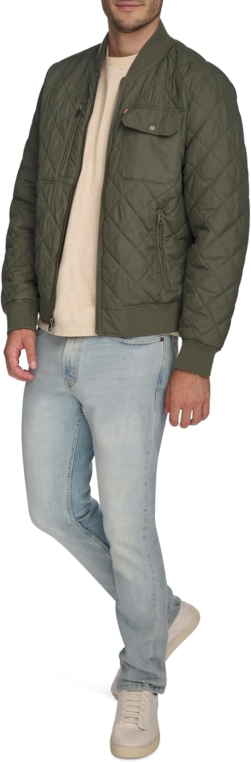 Мужская куртка-бомбер Levi's с ромбовидной стежкой, Sage Green — фото 2