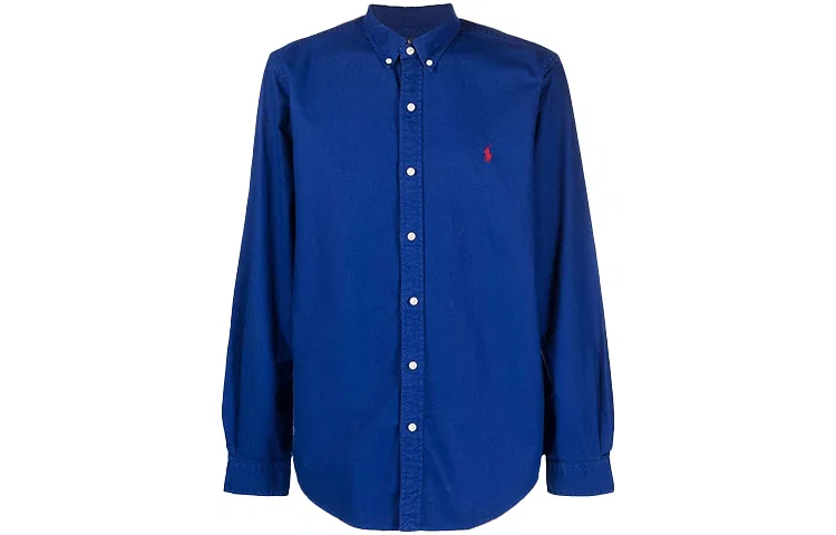 Рубашка с логотипом с длинным рукавом Polo Ralph Lauren синяя