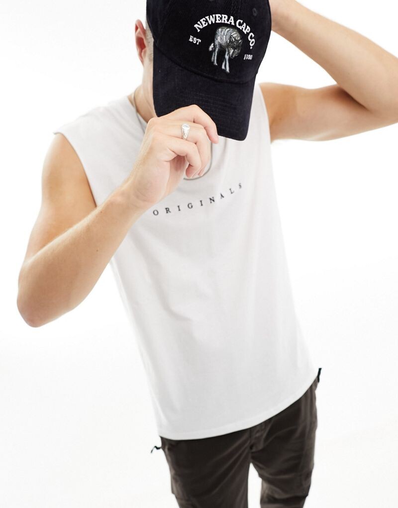 

Белая объемная майка Jack & Jones Originals с логотипом Originals