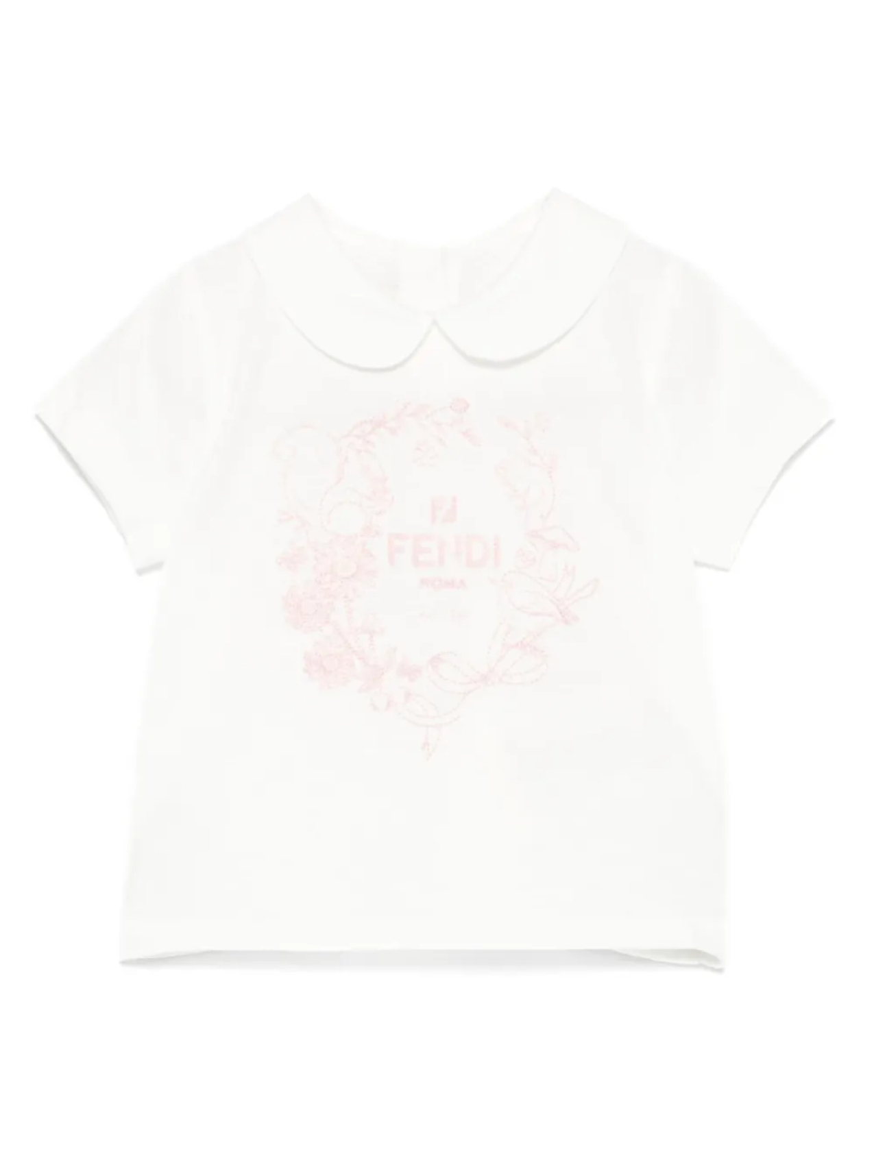 

Футболка с вышитым логотипом Fendi Kids, белый