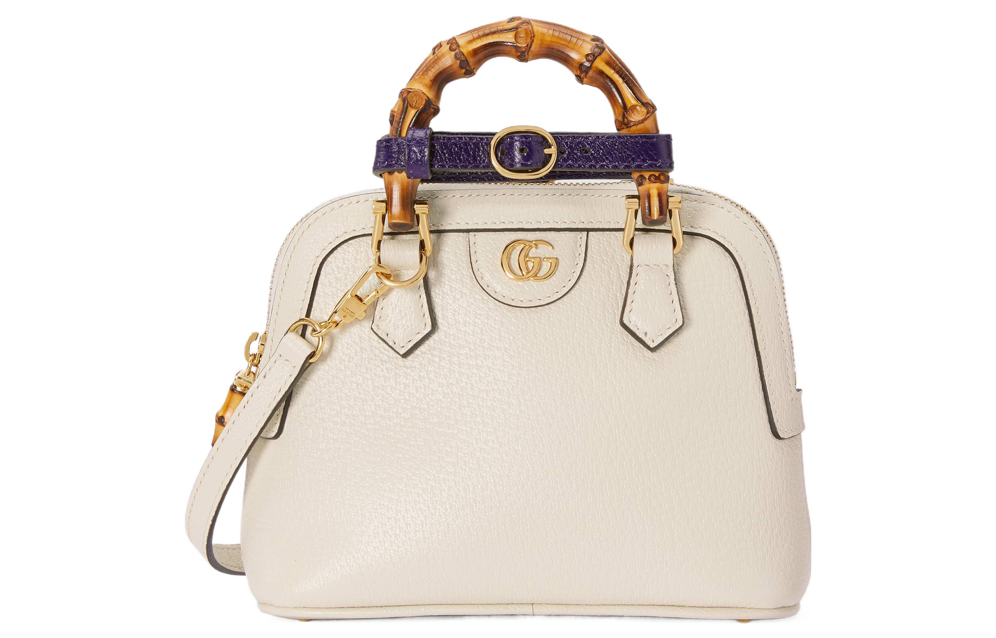Женская кожаная сумка Gucci Diana кроссбоди мини белая — фото 4