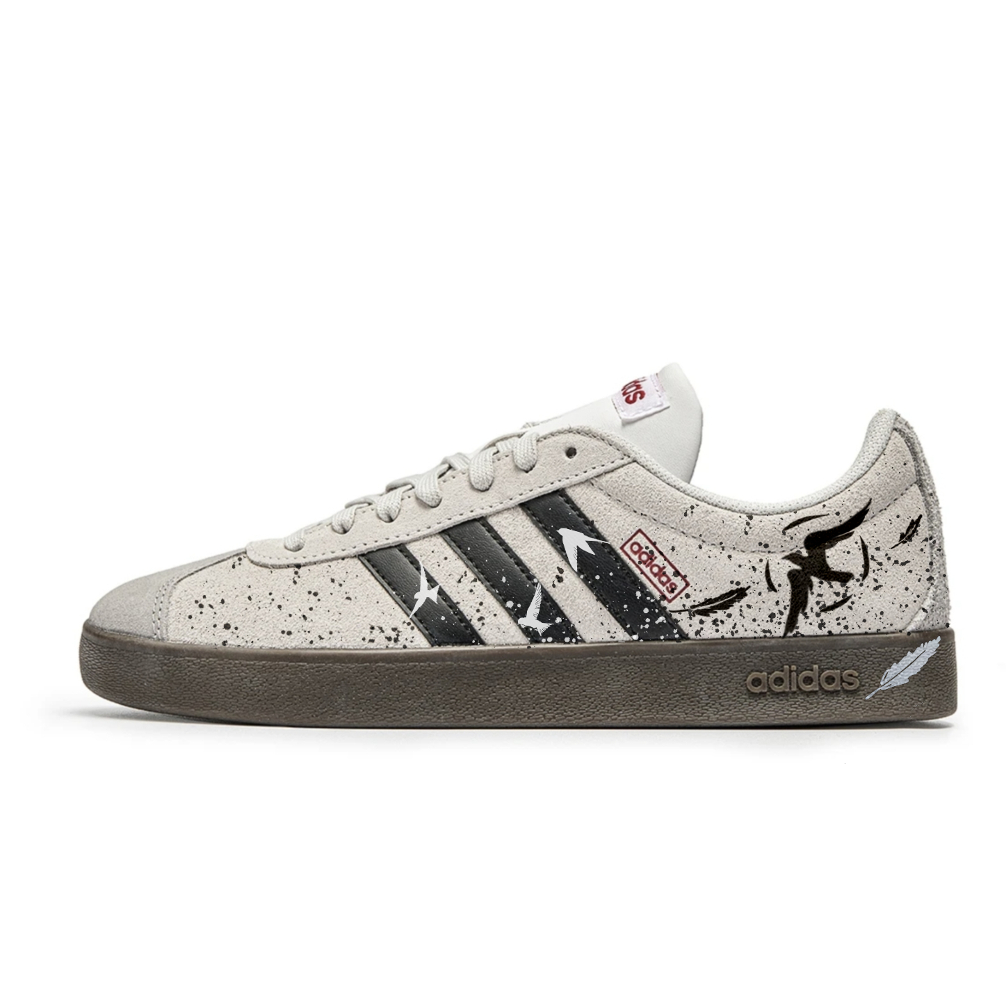 

Adidas VL COURT 2.0 Flying Bird Feather низкие скейтерские кроссовки унисекс серо-черные, цвет Gray Black