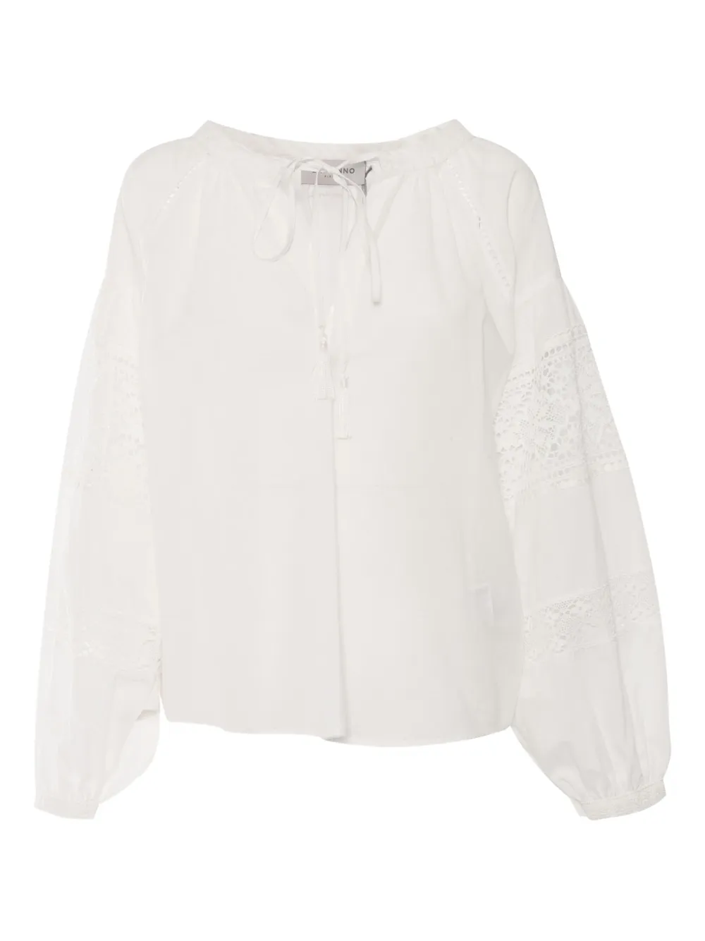 

Топ с объемными рукавами и кружевом Ermanno Scervino, белый
