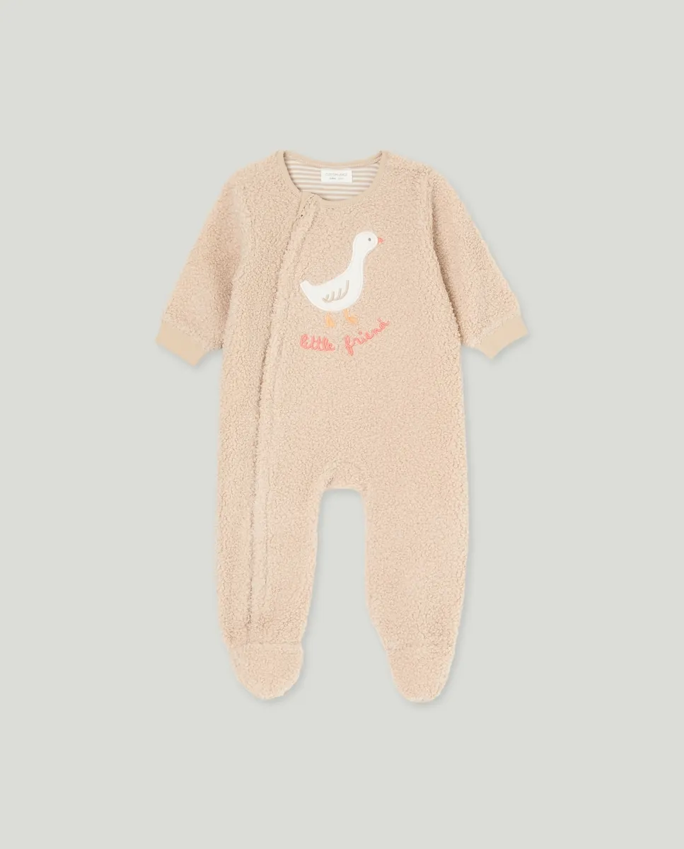 

Однотонный длинный велюровый комбинезон для мальчика Cotton Juice, коричневый