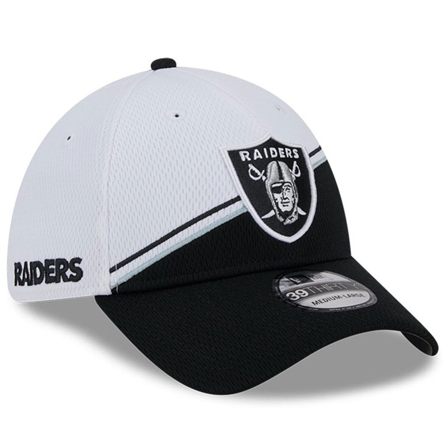 

Мужская кепка New Era белого/черного цвета Las Vegas Raiders 2023 Sideline 39THIRTY Flex Hat