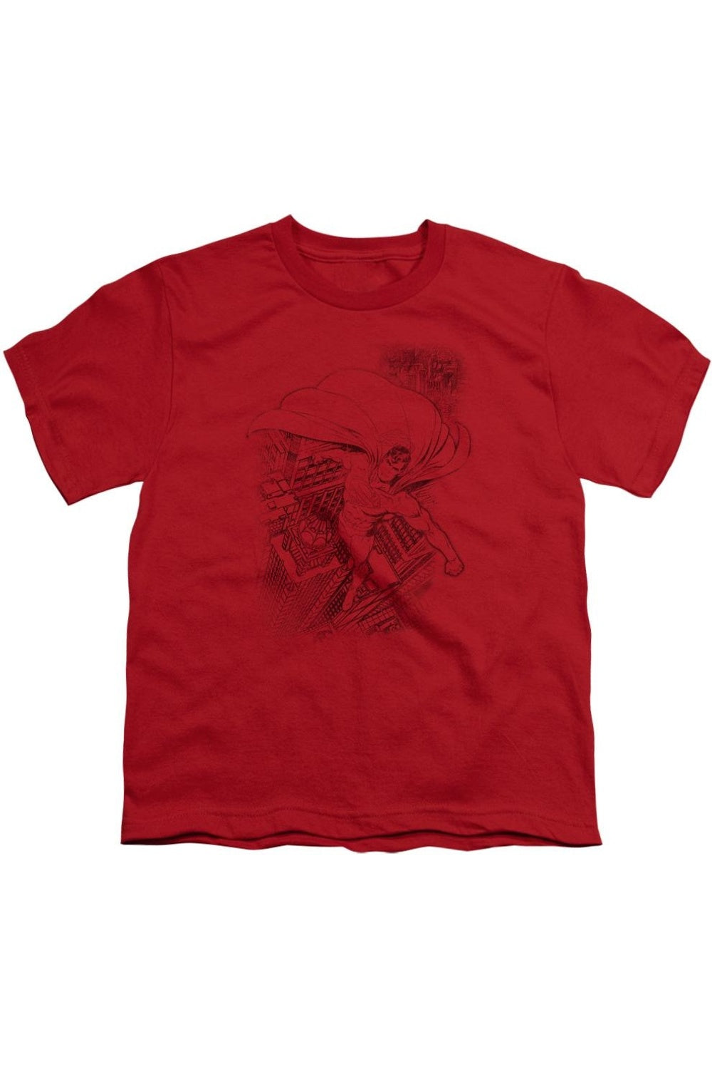 

Футболка с коротким рукавом для детей "Супермен в городе" Gildan, красный