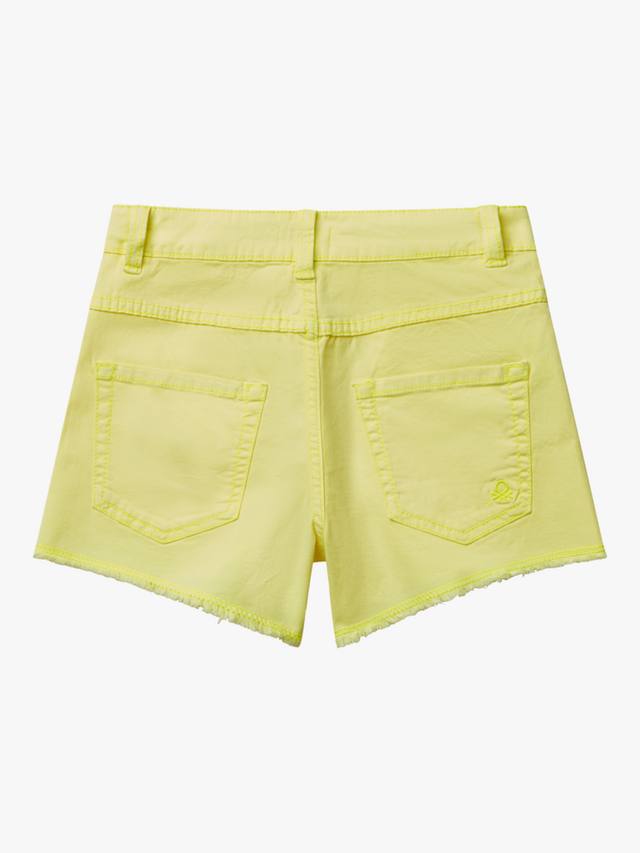 Детские хлопковые шорты с пятью карманами и потертостями Benetton, Bright Yellow — фото 2