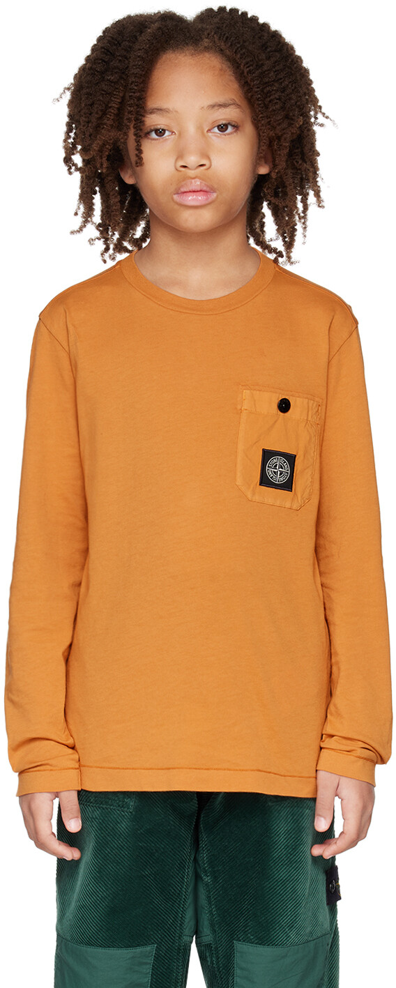 

Детская оранжевая футболка с длинным рукавом и нашивкой Stone Island Junior, Оранжевый, Детская оранжевая футболка с длинным рукавом и нашивкой Stone Island Junior