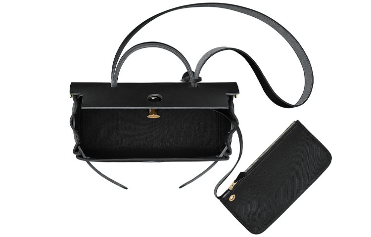 HERMES Сумка через плечо Herbag Zip Reversible Canvas с кожаной вставкой унисекс черная — фото 4