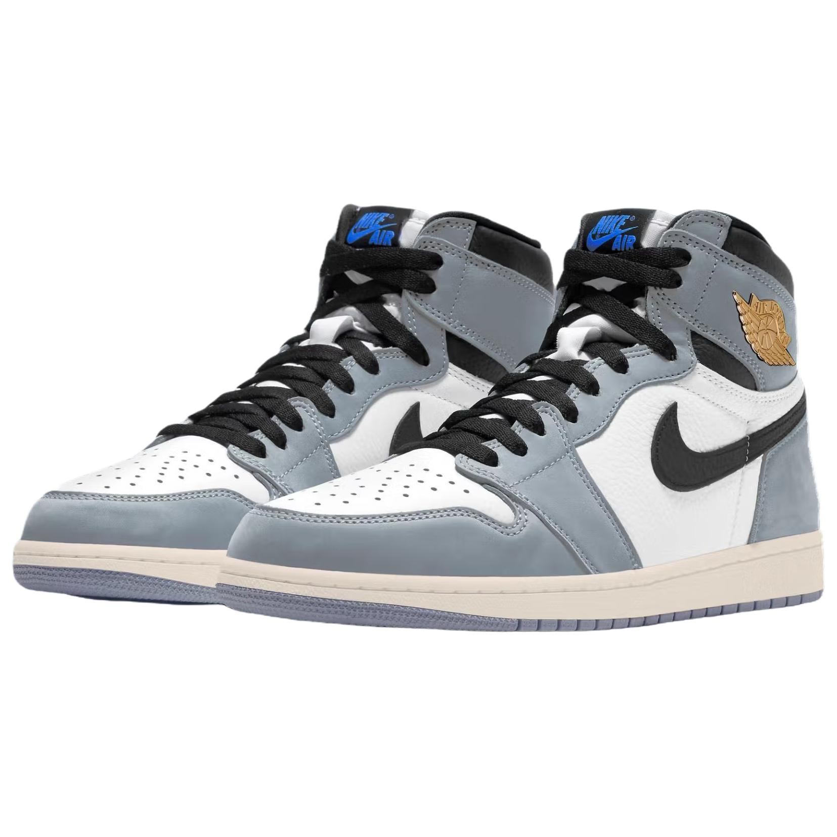 Jordan Air 1 Slip Resistant Abrasion Resistant высокие винтажные баскетбольные кроссовки мужские Blue White — фото 3