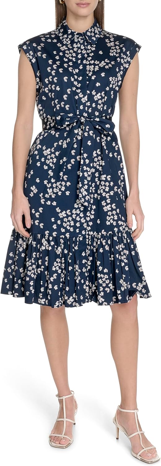 

Женское хлопковое платье-миди на каждый день Calvin Klein с завязками, Indg/Stony Beige