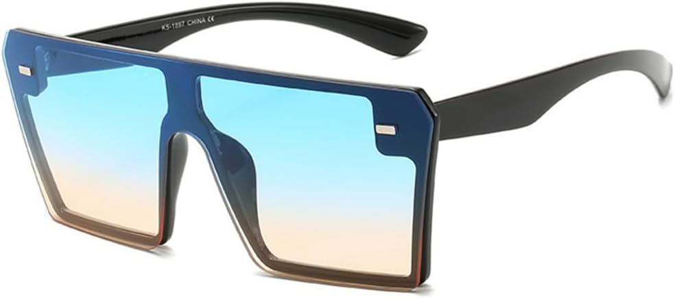 

Солнцезащитные очки One Piece Oversize для женщин, ретро-очки с градиентным переходом цвета для мужчин, большие оправы, ретро-очки с защитой от УФ-излучения UV400 LANGSER, Blue Pink