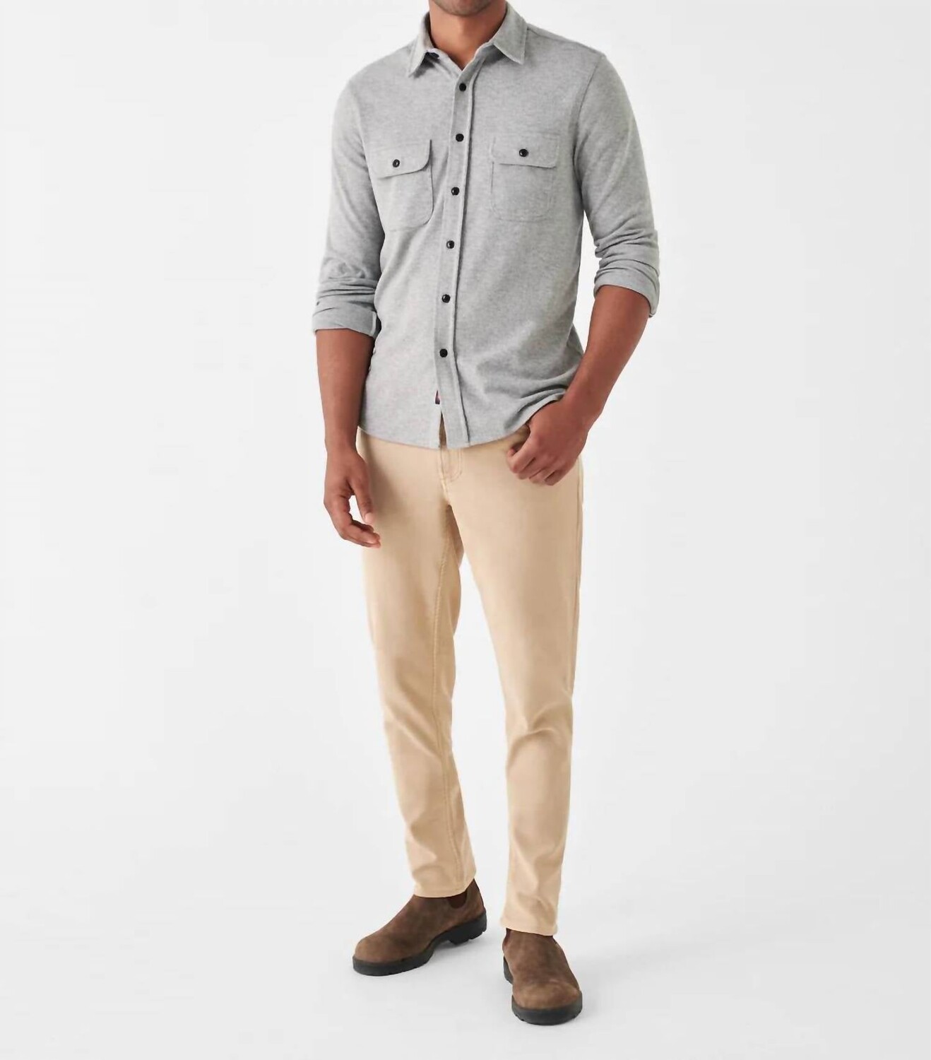 

Рубашка-свитер Legend из твила ископаемого серого цвета Faherty