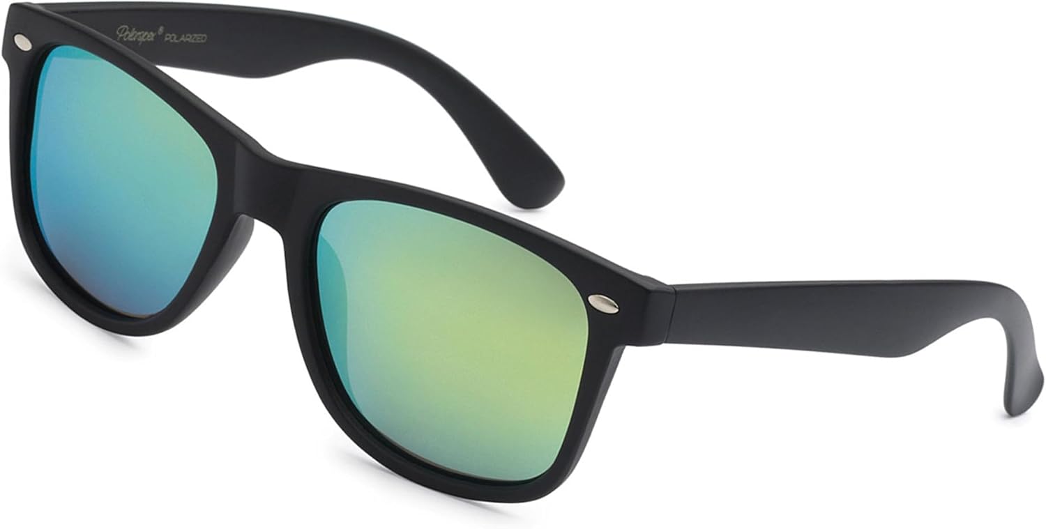 

Поляризованные солнцезащитные очки PolarSpex для мужчин и женщин – защита от УФ-излучения, прочные и легкие, в стиле ретро, ​​идеально подходят для вождения и рыбалки, Matte Black | Sunburst Yellow