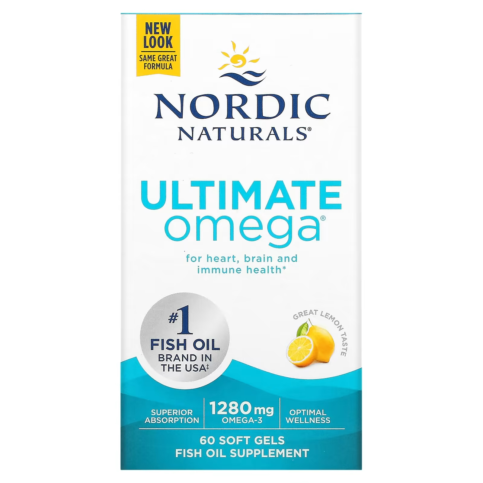 

Ultimate Omega Lemon 1280 мг, 60 мягких таблеток (640 мг на мягкую желатиновую таблетку) Nordic Naturals