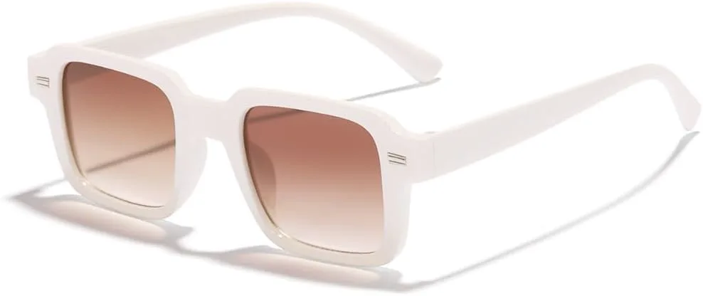 

Модные квадратные солнцезащитные очки в бело-розовой оправе с коричневыми градиентными линзами, минималистичный дизайн и защита от УФ-излучения ENSARJOE, White/Brown