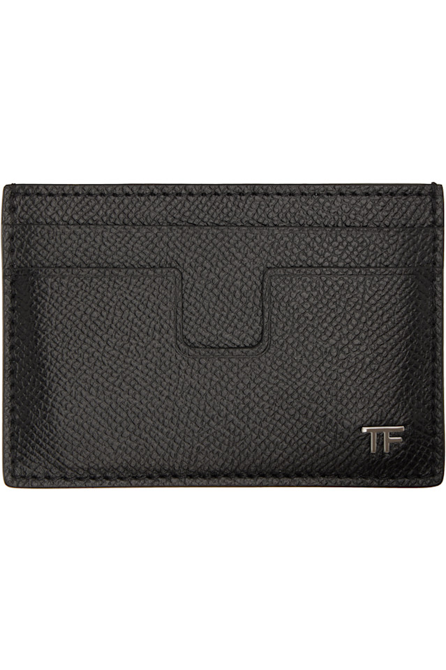 

Классический держатель для карт из мелкозернистой кожи Tom Ford, черный