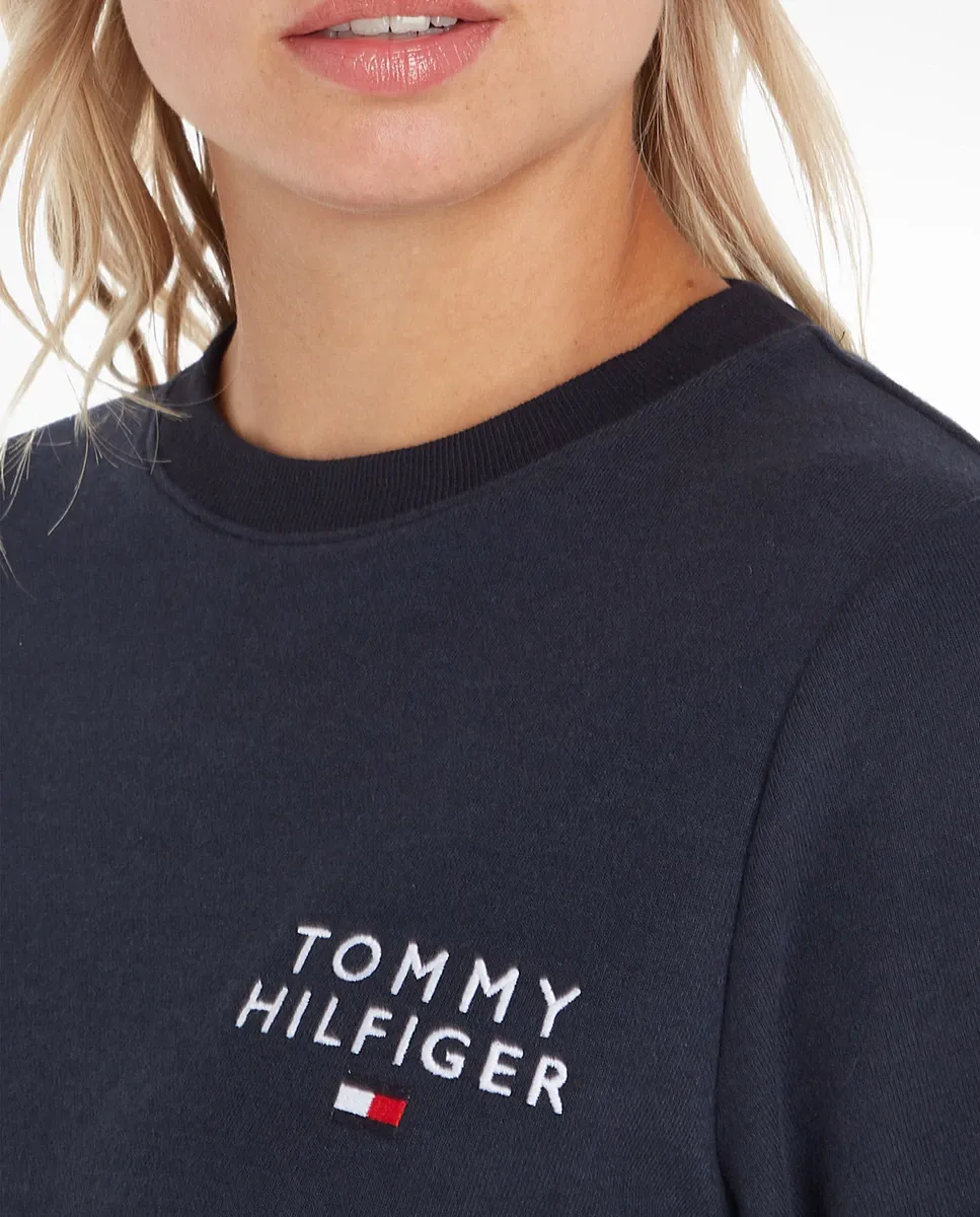 Женская толстовка с круглым вырезом и логотипом Tommy Hilfiger, синий — фото 3