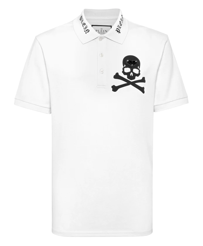 

Футболка-Поло с изображением черепа и костей. Philipp Plein, белый