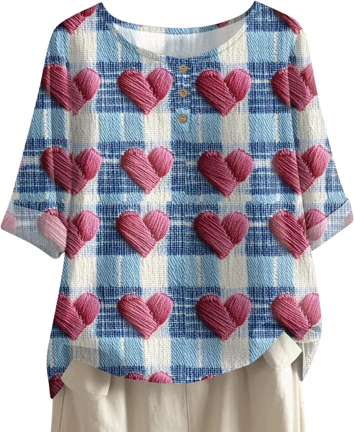 Блуза женская с принтом, Wine, Cotton Linen