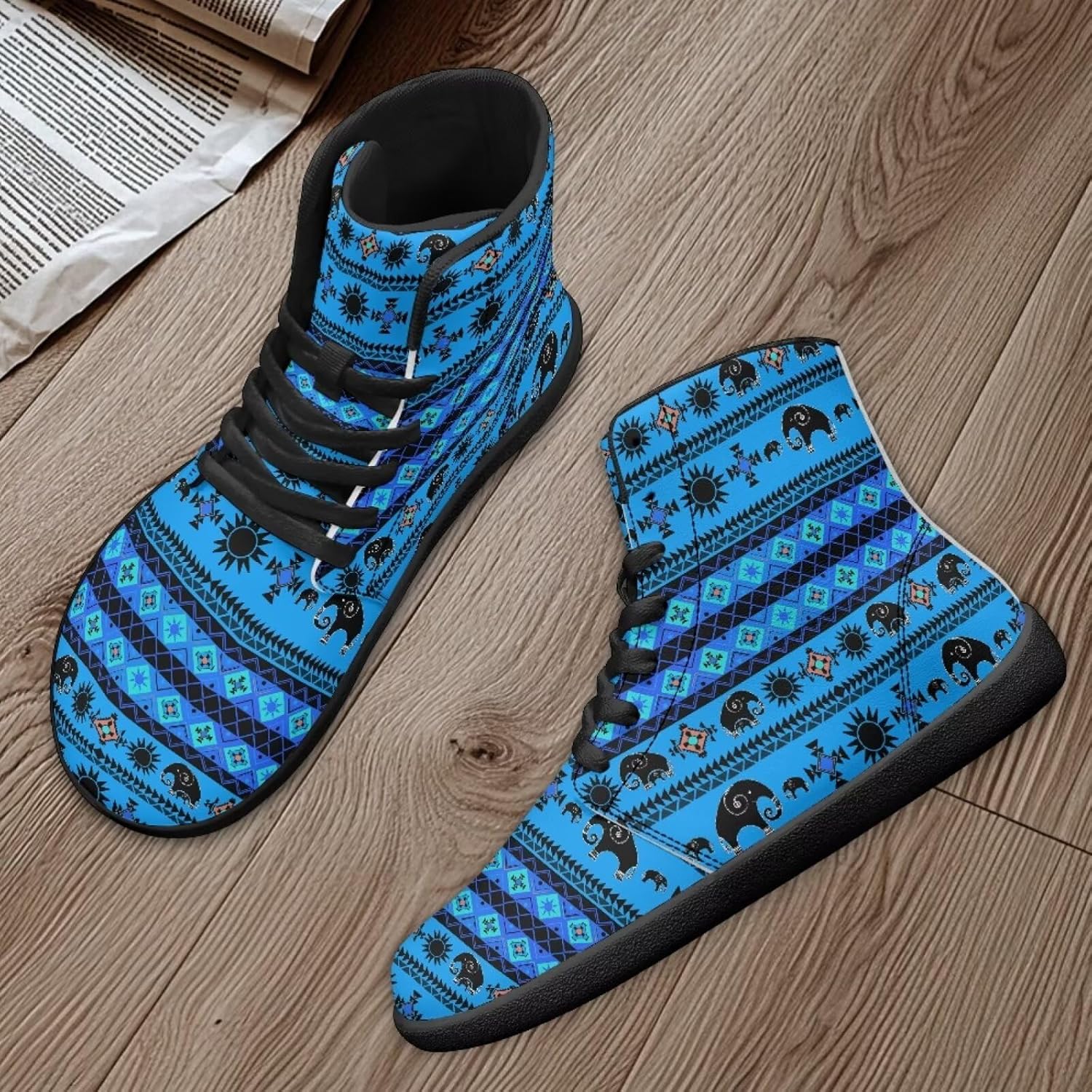Кроссовки Binienty High Top Barefoot для женщин и мужчин, модные с нулевым перепадом, водонепроницаемые походные ботинки из ПУ-кожи, синий — фото 2