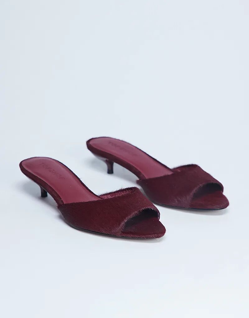 Туфли-мюли Topshop Alba из натуральной кожи с открытым носком и каблуком-рюмочкой красного цвета