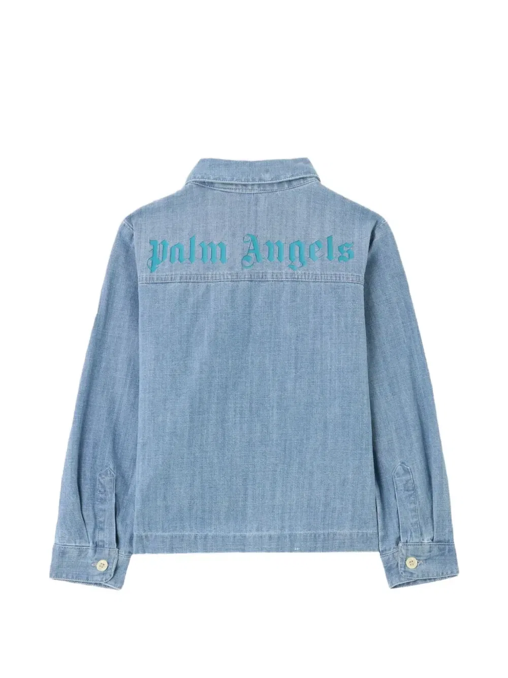 Рубашка с нашивкой в виде медведя Palm Angels Kids, синий — фото 2
