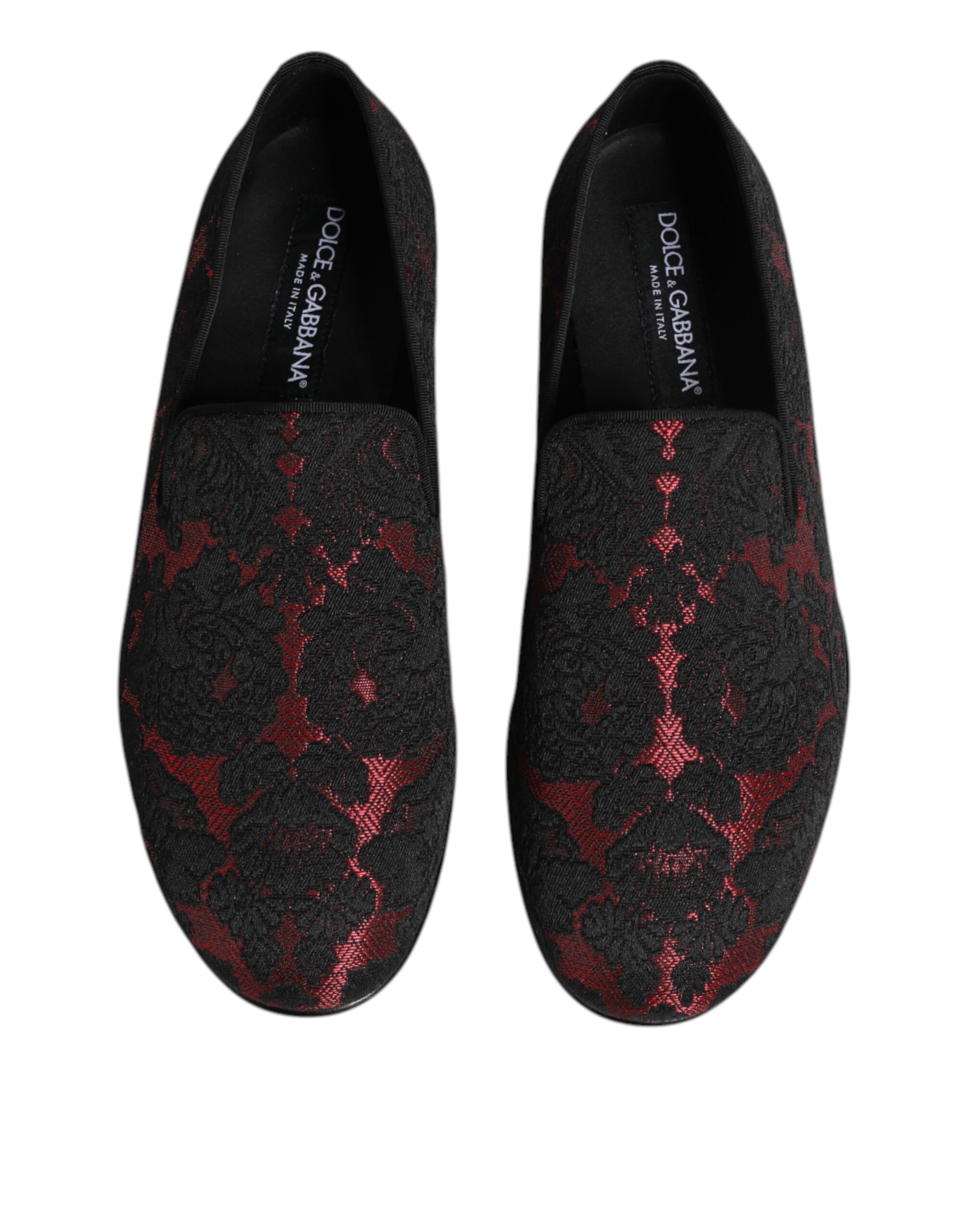 Мужские лоферы из красного и черного жаккарда Dolce & Gabbana, черный/красный — фото 3