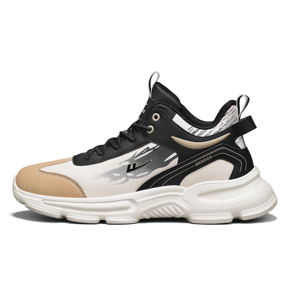 

Кроссовки баскетбольные Chunky, износостойкие и легкие, Mid top, мужские WARRIOR, бежевый черный хаки